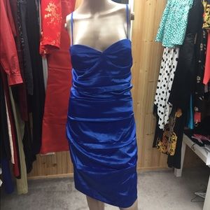 Blue satin dress 8